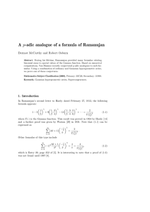 A p-adic analogue of a formula of Ramanujan