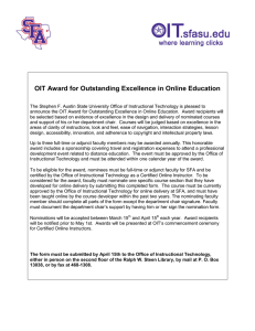 OIT Award for Outstanding Excellence in Online Education