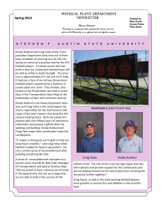 PHYSICAL PLANT DEPARTMENT NEWSLETTER Spring 2013