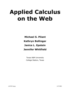 Applied Calculus on the Web  Michael S. Pilant