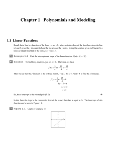 Chapter 1   Polynomials and Modeling 1.1  Linear Functions