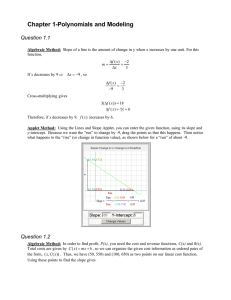 Chapter 1-Polynomials and Modeling Question 1.1 Question 1.2