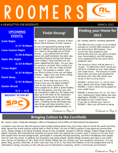 Roomers A NEWSLETTER FOR RESIDENTS  MARCH 2015