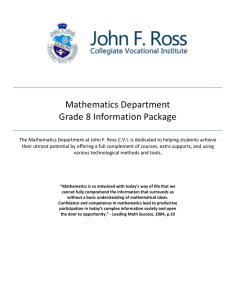 Mathematics Department Grade 8 Information Package