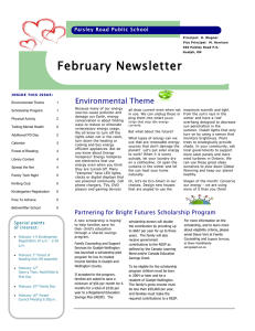 February Newsletter Environmental Theme  Paisley Road Public School