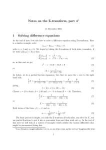Notes on the Z-transform, part 4 1 Solving difference equations