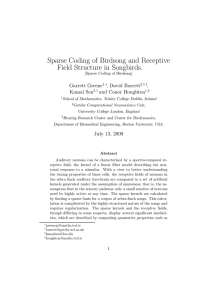 Sparse Coding of Birdsong and Receptive Field Structure in Songbirds. Garrett Greene