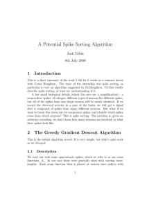 A Potential Spike Sorting Algorithm 1 Introduction Josh Tobin