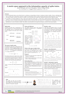 A metric space approach to the information capacity of spike... James Gillespie and Conor Houghton, Trinity College Dublin and