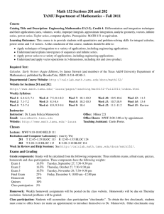 Math 152 Sections 201 and 202 Course