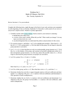 Problem Set 1 Math 415 Honors, Fall 2014