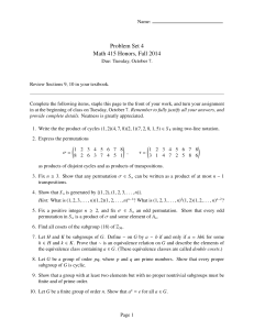 Problem Set 4 Math 415 Honors, Fall 2014