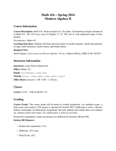Math 416 – Spring 2014 Modern Algebra II Course Information