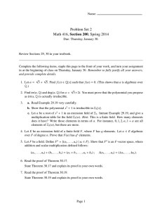 Problem Set 2 Math 416, Section 200, Spring 2014