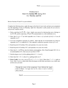 Problem Set 8 Math 416, Section 500, Spring 2014