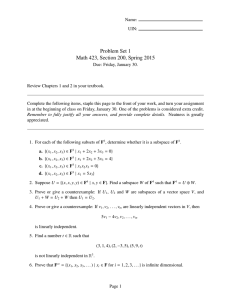 Problem Set 1 Math 423, Section 200, Spring 2015