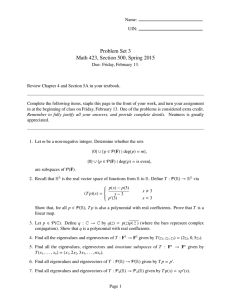 Problem Set 3 Math 423, Section 500, Spring 2015