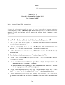 Problem Set 10 Math 423, Section 200, Spring 2015