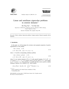 Linear and semilinear eigenvalue problems in exterior domains  Ru-Ying Xue