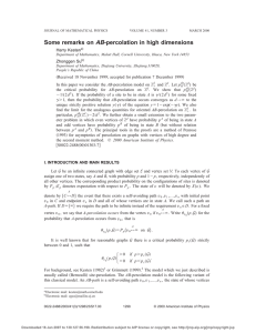 AB Some remarks on -percolation in high dimensions
