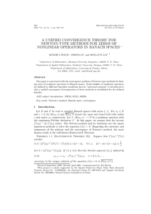 A UNIFIED CONVERGENCE THEORY FOR NEWTON-TYPE METHODS FOR ZEROS OF XINGHUA WANG
