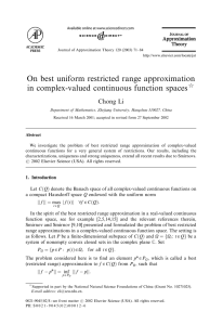 On best uniform restricted range approximation in complex-valued continuous function spaces $