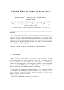 Modiﬁed Aﬃne Arithmetic in Tensor Form Huahao Shou , Ralph Martin ,