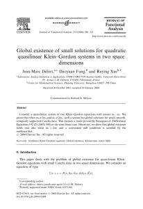 Global existence of small solutions for quadratic dimensions