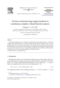 On best restricted range approximation in continuouscomplex-valued function spaces Chong Li