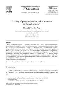 Porosity of perturbed optimization problems in Banach spaces Chong Li