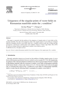 Uniqueness of the singular points of vector ﬁelds on -condition