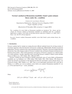 Newton’s method on Riemannian manifolds: Smale’s point estimate theory under the -condition