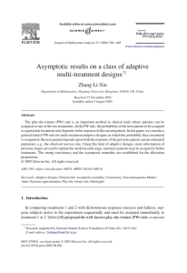 Asymptotic results on a class of adaptive multi-treatment designs 夡 Zhang Li-Xin