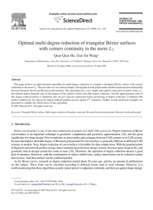 Optimal multi-degree reduction of triangular Bézier surfaces L Qian-Qian Hu, Guo-Jin Wang 2
