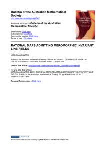 Bulletin of the Australian Mathematical  Society RATIONAL MAPS ADMITTING MEROMORPHIC INVARIANT  LINE FIELDS