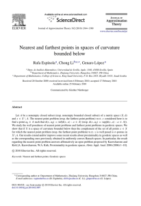 Nearest and farthest points in spaces of curvature bounded below Rafa Esp´ınola Li