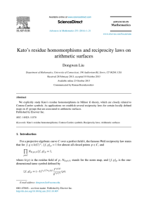 Kato’s residue homomorphisms and reciprocity laws on arithmetic surfaces ScienceDirect Dongwen Liu