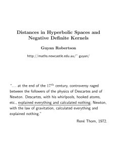 Distances in Hyperbolic Spaces and Negative Definite Kernels