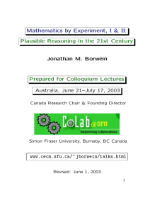 Mathematics by Experiment, I &amp; II : Jonathan M. Borwein