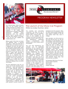 PROGRAM NEWSLETTER The Launch of Our Show Car Program