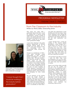PROGRAM NEWSLETTER From The Classroom to the Industry