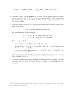 Math 4330, Homework 7, 3/10/2014 : Due 3/24/2014
