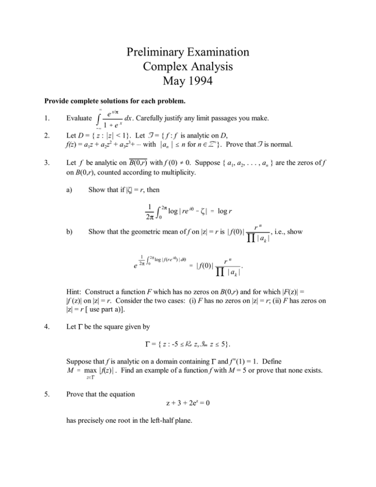 preliminary-examination-complex-analysis-may-1994