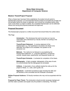 Boise State University Department of Computer Science Masters Thesis/Project Proposal