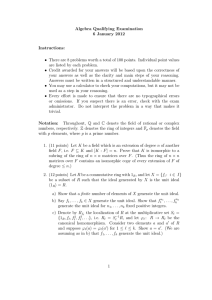 Algebra Qualifying Examination 6 January 2012 Instructions: •