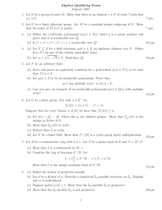 Algebra Qualifying Exam January 2007