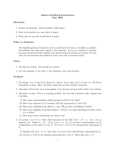 Algebra Qualifying Examination May, 2006 Directions: