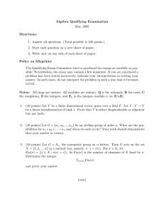 Algebra Qualifying Examination May, 2005 Directions: