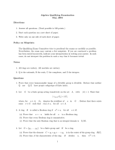 Algebra Qualifying Examination May, 2004 Directions: