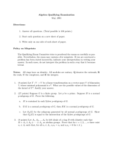 Algebra Qualifying Examination Directions: May, 2001